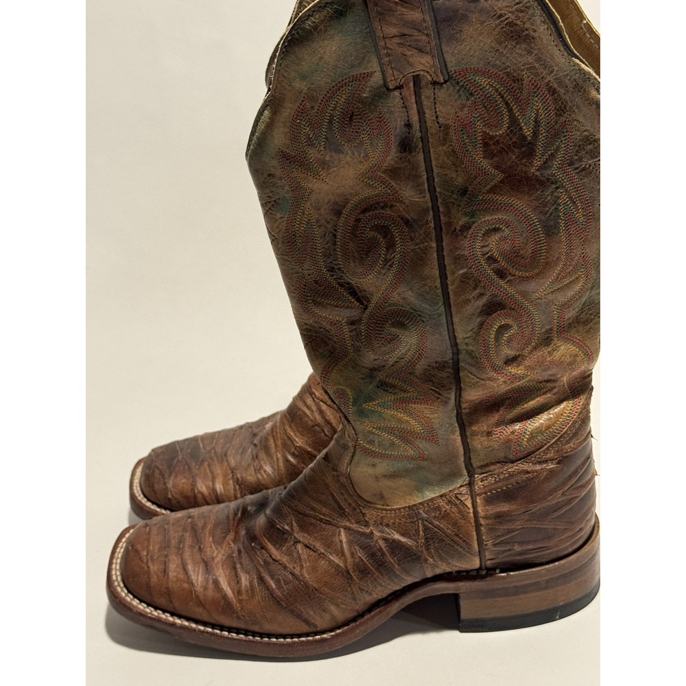Womens Boulet Cowboy Boots Embroidered  Burgundy Brown Size 6.5 C